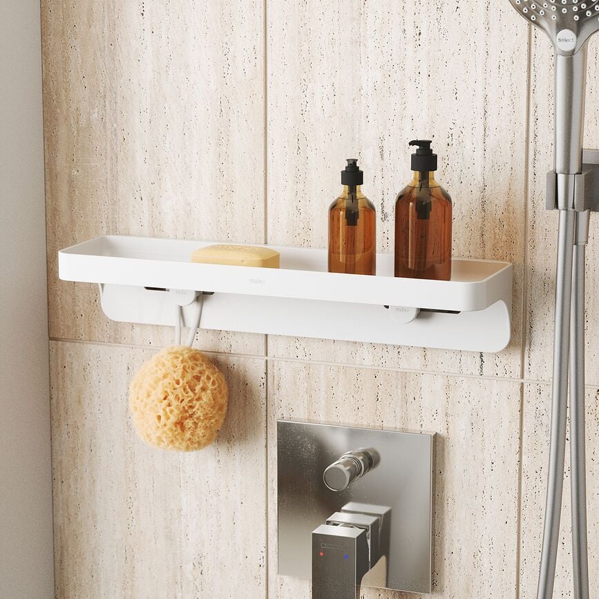 Flex Adhesive Bathroom shelf white wall mounted
