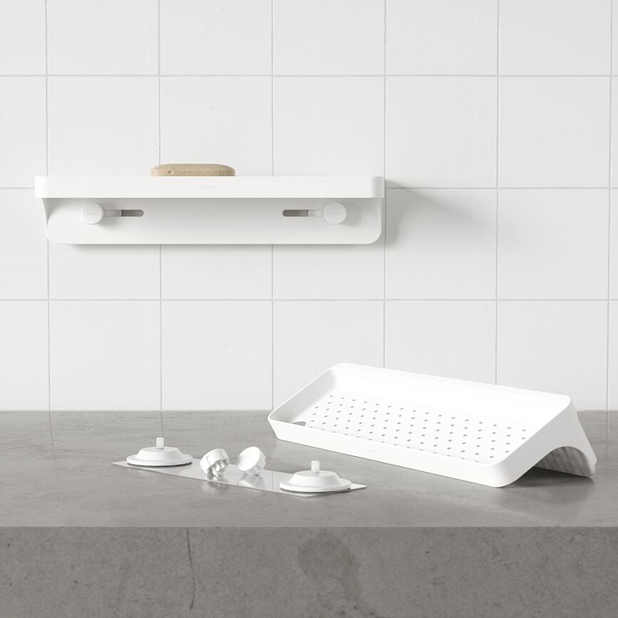 Flex Adhesive Bathroom shelf white wall mounted