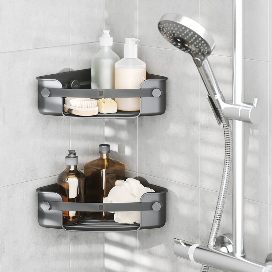 Flex Adhesive Étagère de Douche d'angle adhésive, blanche