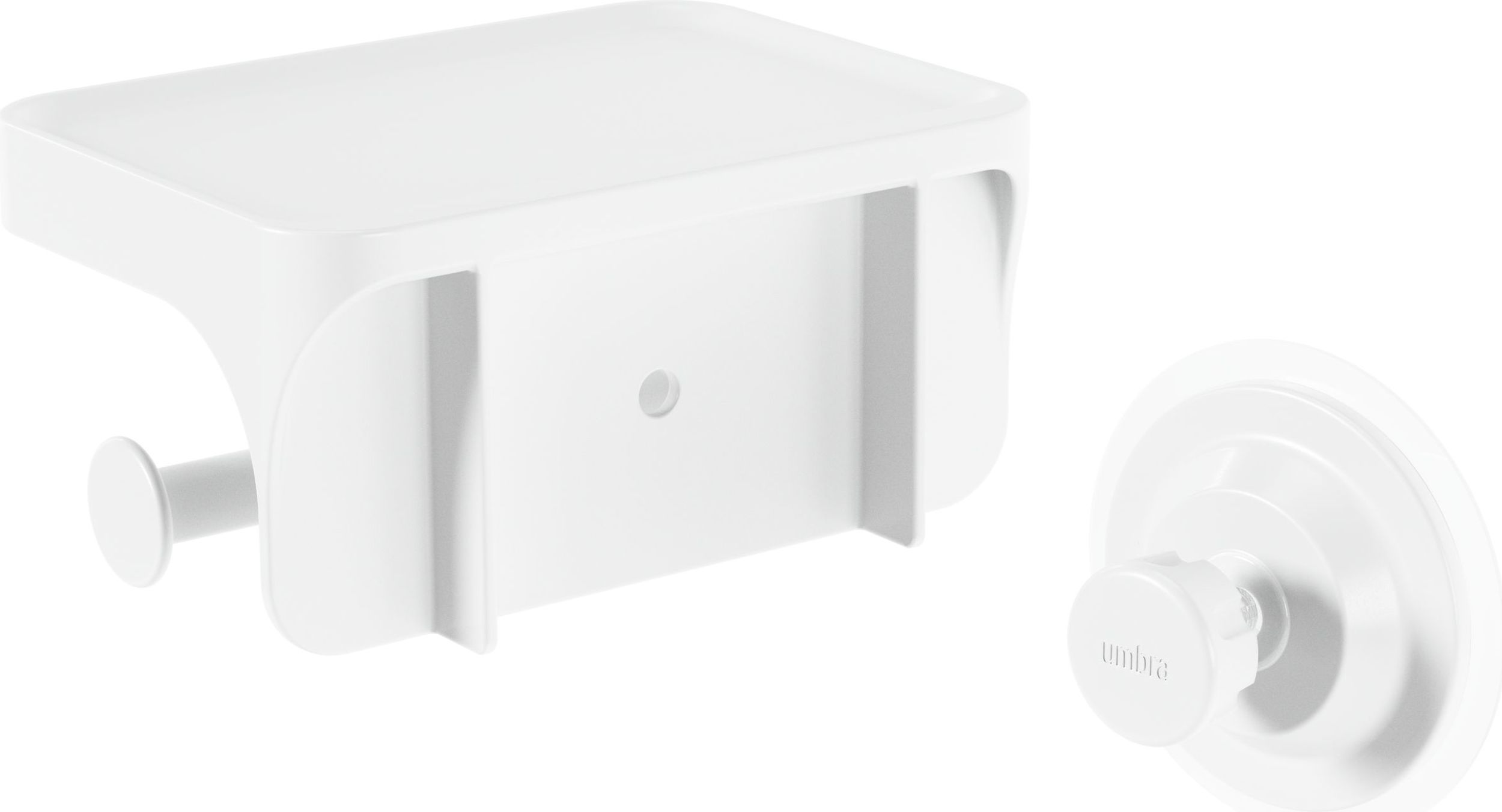 Flex Adhesive Toilettenpapierhalter weiß mit Ablagebrett - Umbra