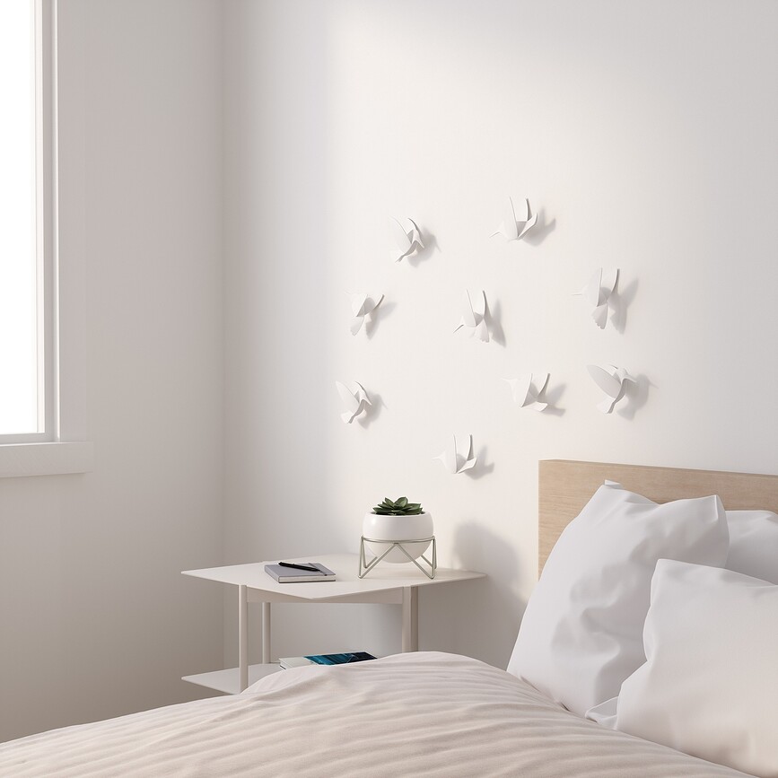 Hummingbird Wall decoration blue green white 9 pcs