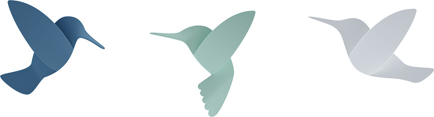 Hummingbird Wall decoration blue green white 9 pcs