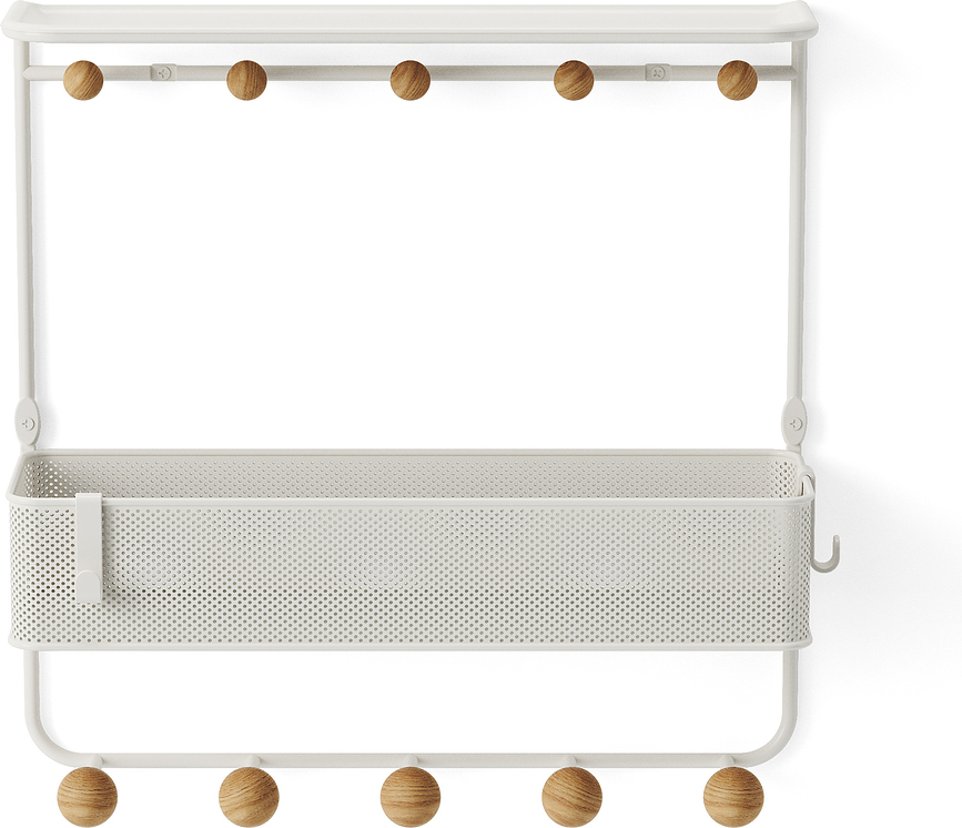 Perchero de pared Estique, blanco, con estante