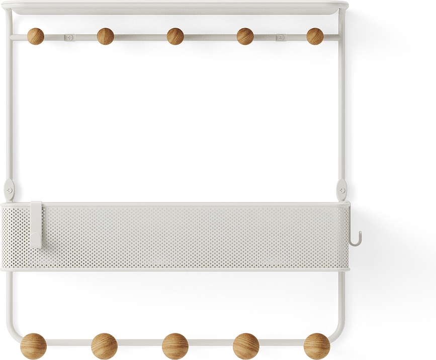 Perchero de pared Estique, blanco, con estante