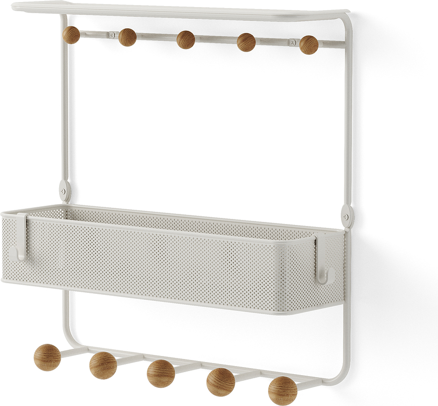 Perchero de pared Estique, blanco, con estante