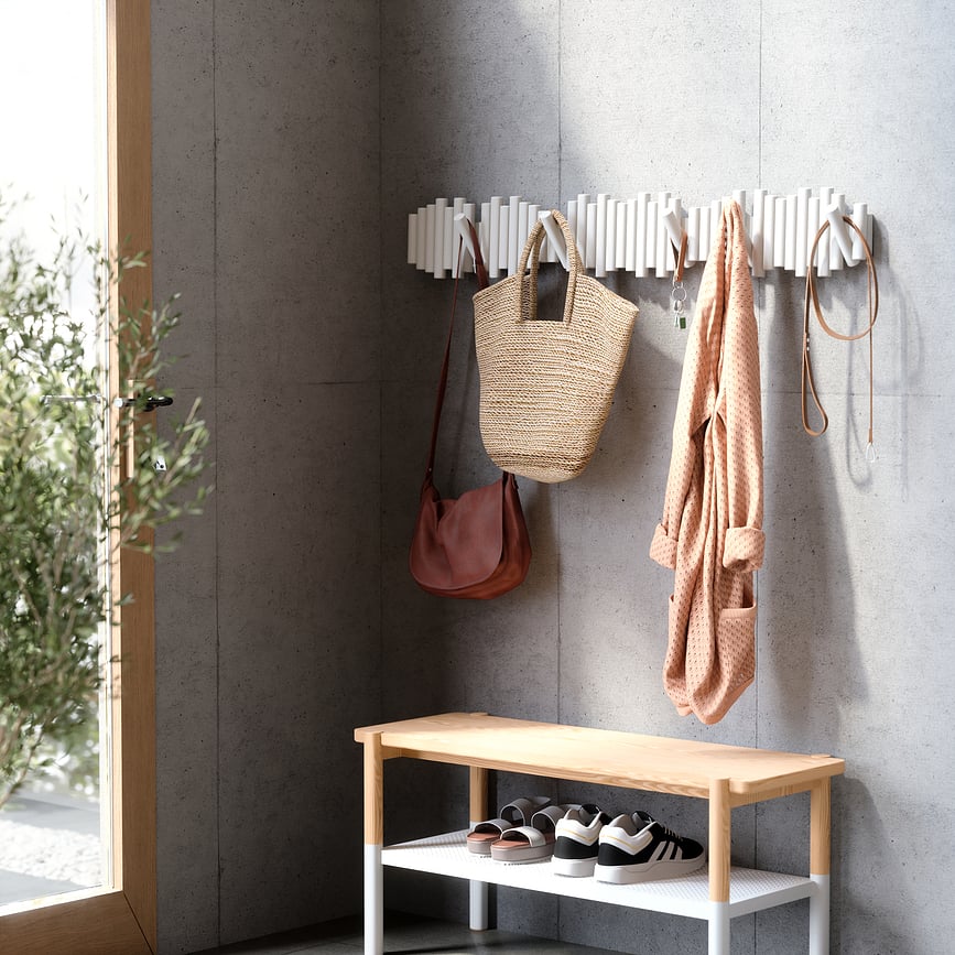 Picket Rail Hook Portemanteau Mural, naturel