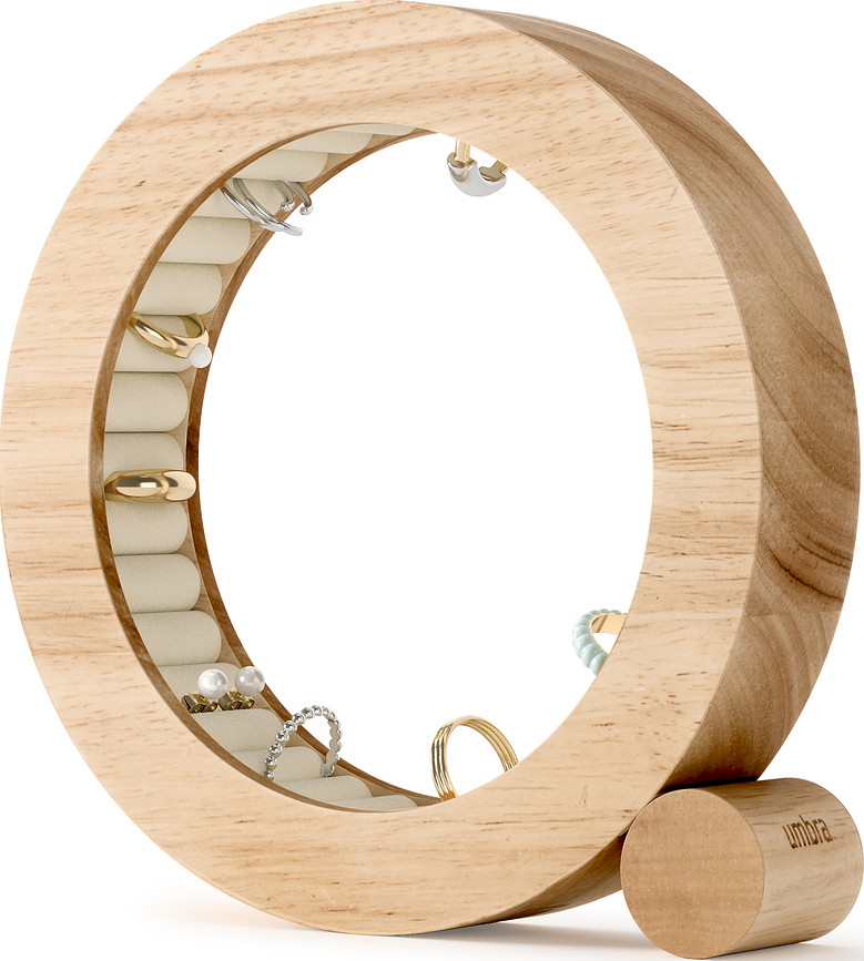 Soporte para Anillos Ferris, madera natural