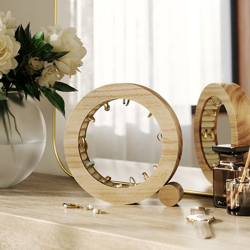 Soporte para Anillos Ferris, acabado nogal