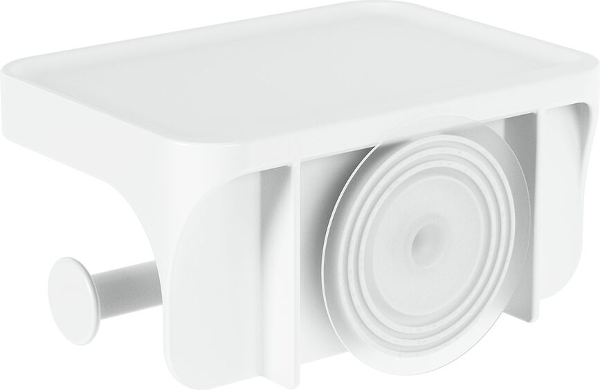 Soporte para Papel Higiénico Flex Adhesive, con estante, blanco