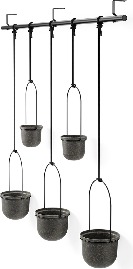 Triflora Pots de fleurs suspendus, noirs, Lot de 5