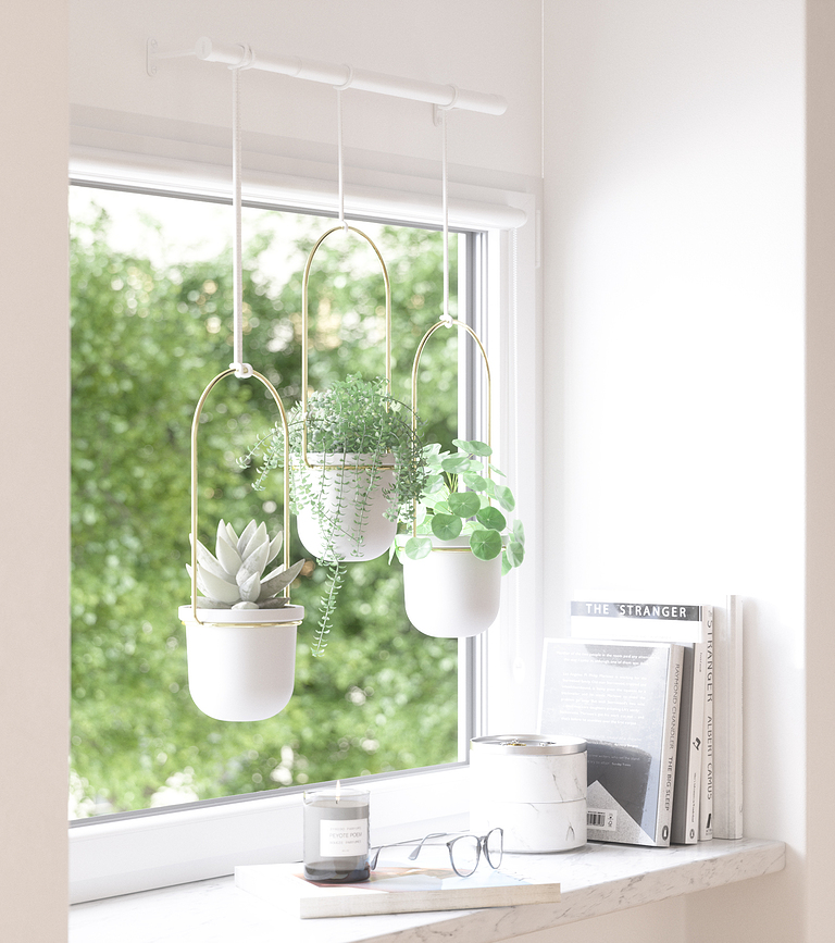 Triflora Set de Pots Suspendus avec rail, noir