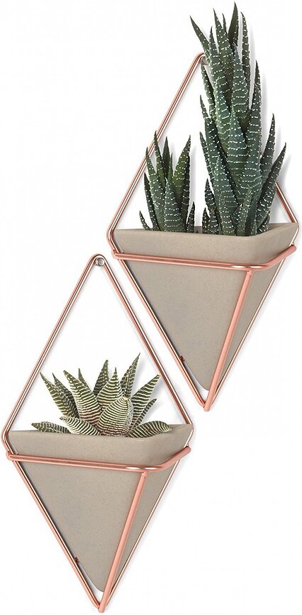 Trigg Pots de fleurs muraux, Taille S, beiges, Lot de 2