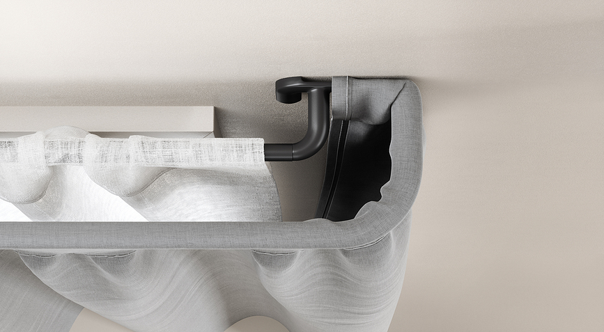 Twilight Tringle à rideaux, noir mat