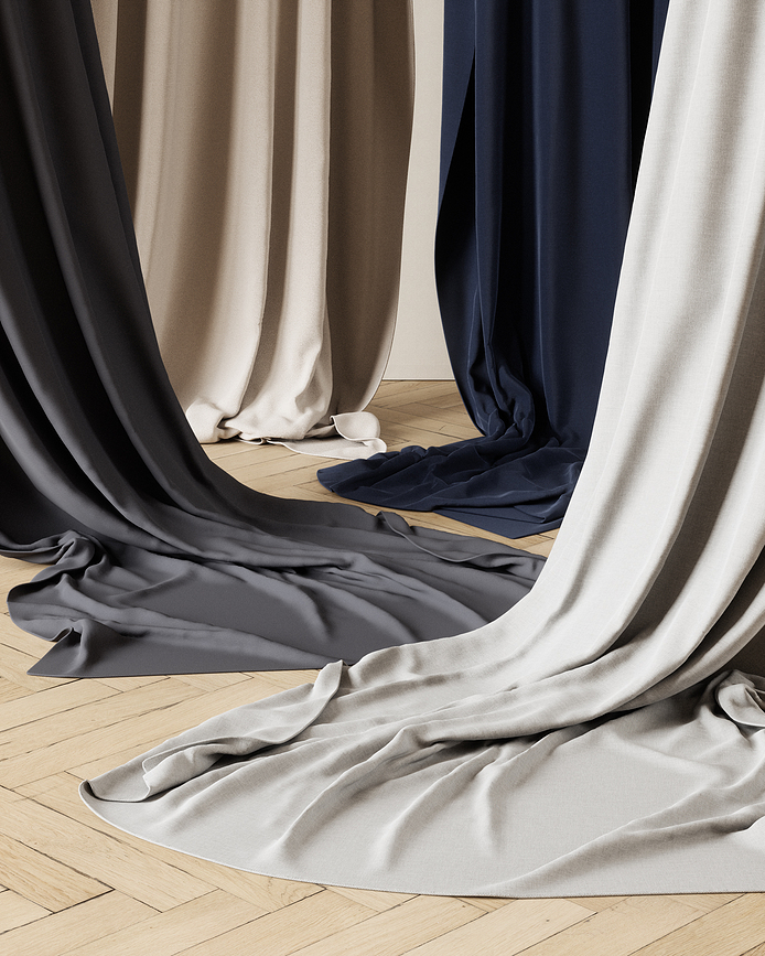 Zavjese za dnevni boravak 132 x 213 cm tamnoplave 2 kom.