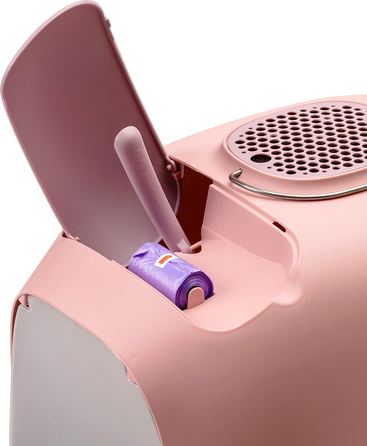 Arenero para Gatos con pala, filtro de carbón y bolsas de recambio Minu, beige y negro, Set de 18 piezas