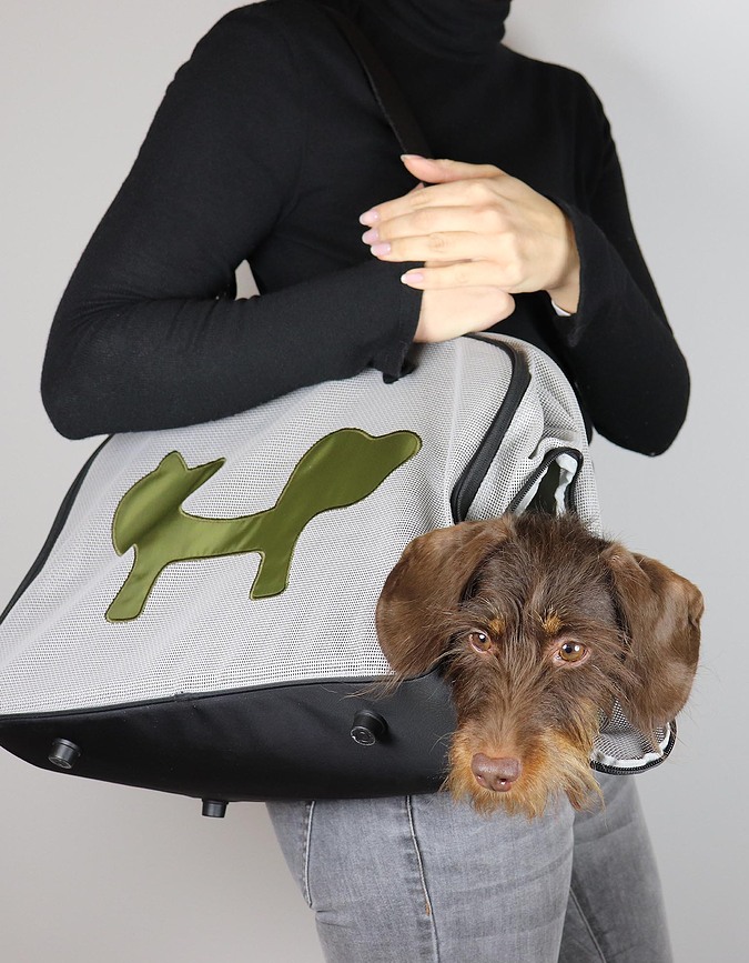 Bolsa de Transporte para perro o gato United Pets, negra y verde