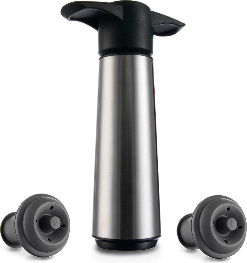 Bomba de Vacío para Vino de acero Vacu Vin, con 2 tapones