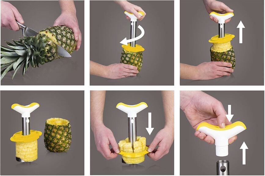 Cortador de Piña de acero inoxidable Vacu Vin, amarillo