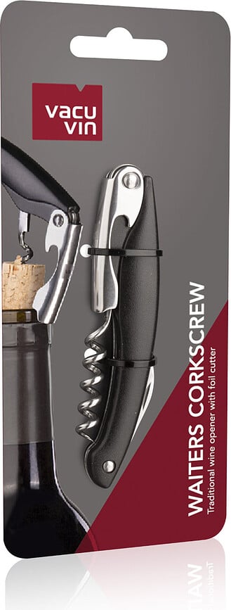 Sacacorchos de Camarero Vacu Vin, con cortacápsulas, negro