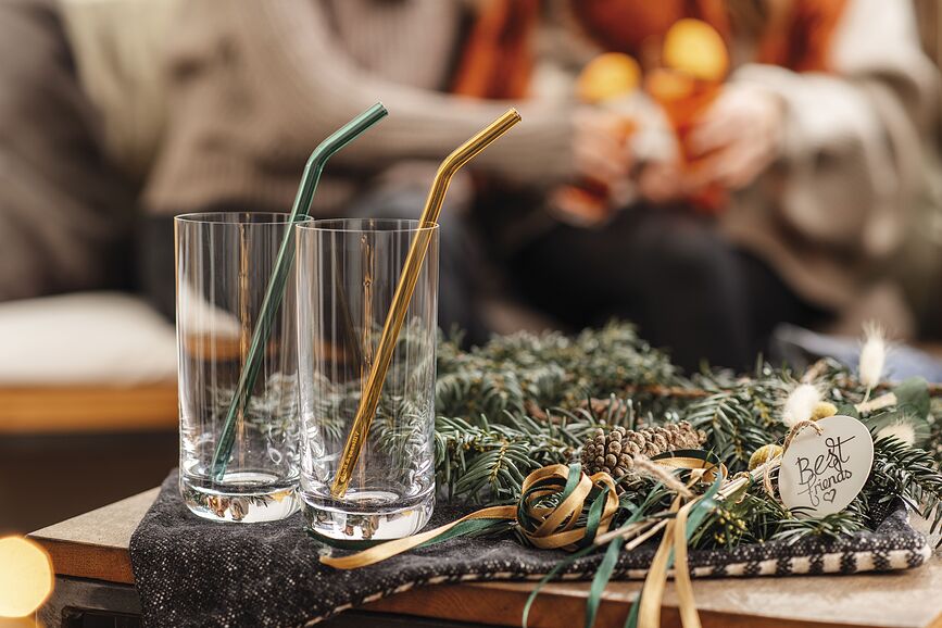 Artesano Hot&Cold Beverages Καλαμάκια γυάλινα, 4 τμχ