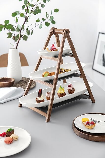 Artesano Original Snack-Teller mit einem dreistufigen Serviertablett 4 El