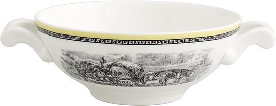 Villeroy & Boch Audun Ferme Schale 650 Ml – Premium Porzellan, Weiß/Grau, Mit Landleben-Dekor