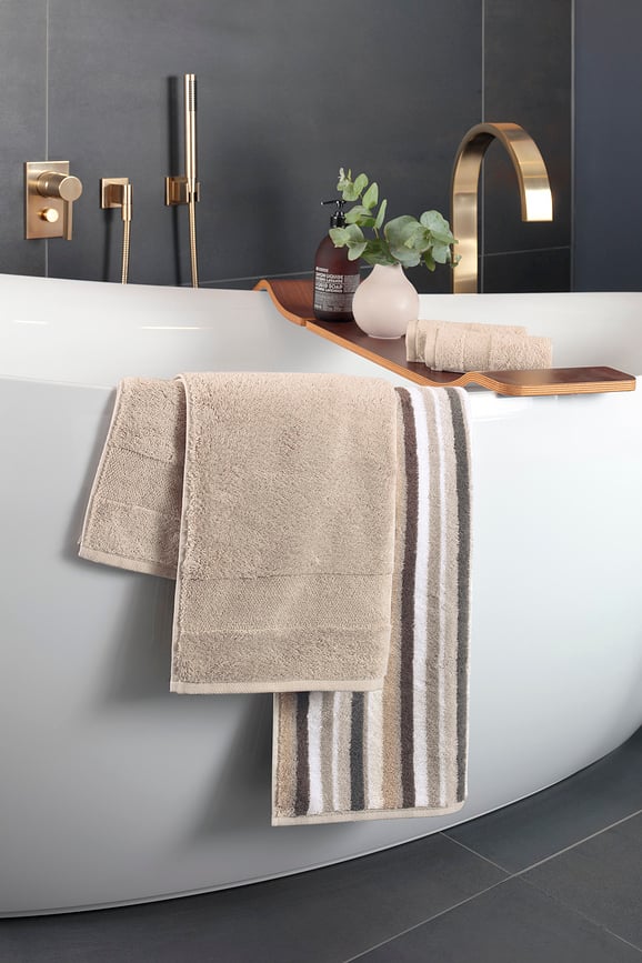 Toalla a rayas Coordinates, 50 x 100 cm, marrón