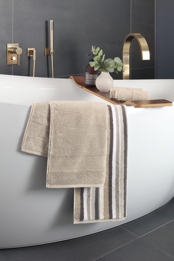 Toalla Coordinates, 80 x 150 cm, de rayas, marrón