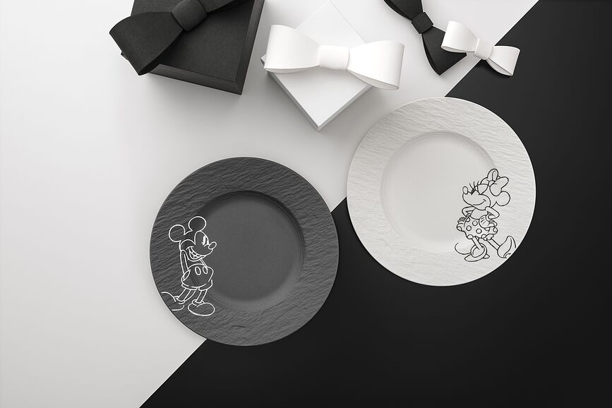 Brokastu šķīvis Manufacture Rock Mickey Mouse 21,7 cm, melns