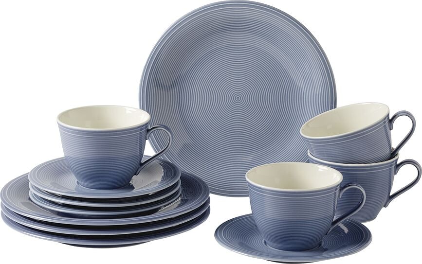 Color Loop Horizon Breakfast plates and coffee cups with saucers 12 el.