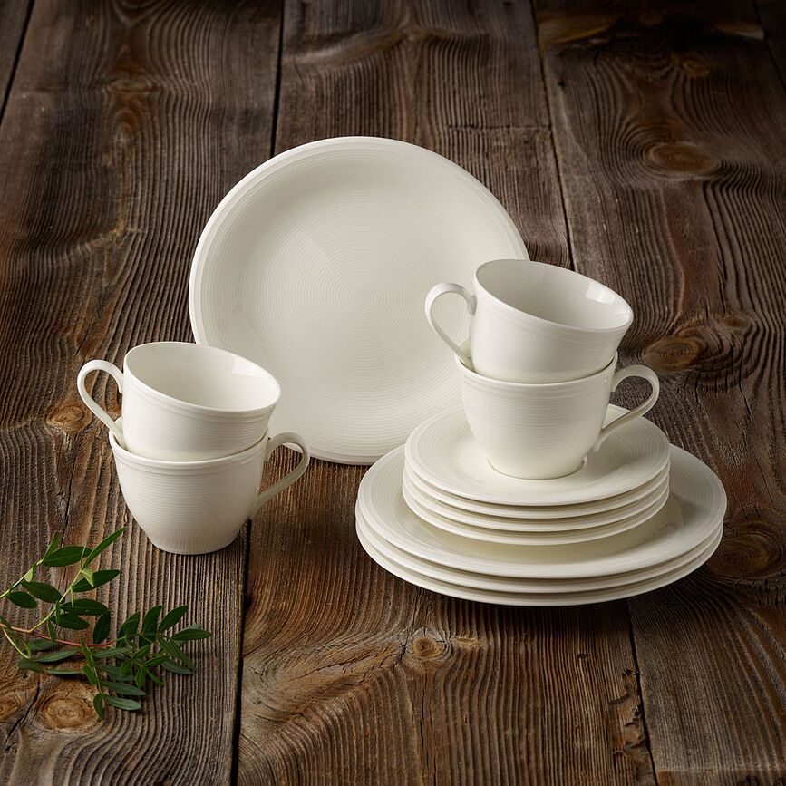 Color Loop Natural Breakfast plates and coffee cups with saucers 12 el.