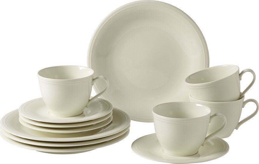 Color Loop Natural Breakfast plates and coffee cups with saucers 12 el.