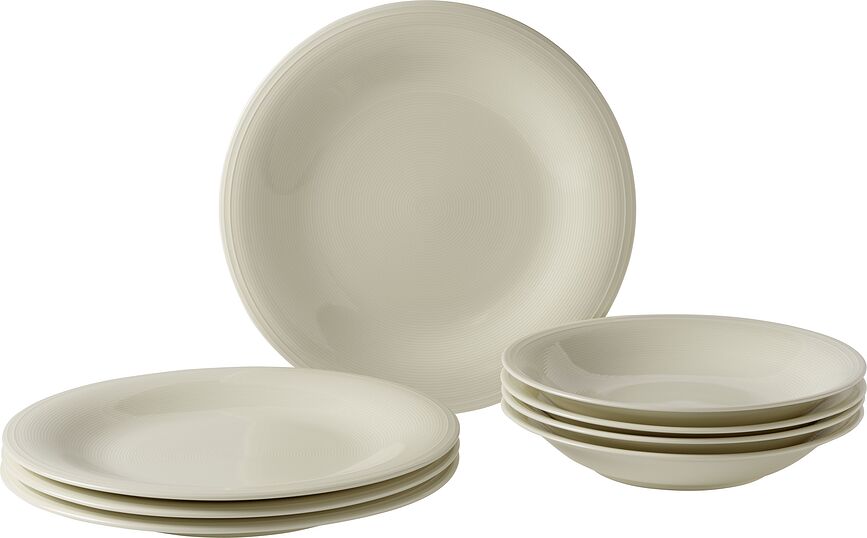 Color Loop Natural Dinner plates and deep plates 8 el.