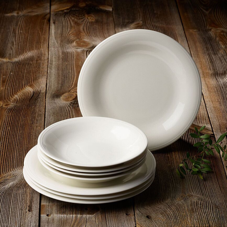 Color Loop Natural Dinner plates and deep plates 8 el.