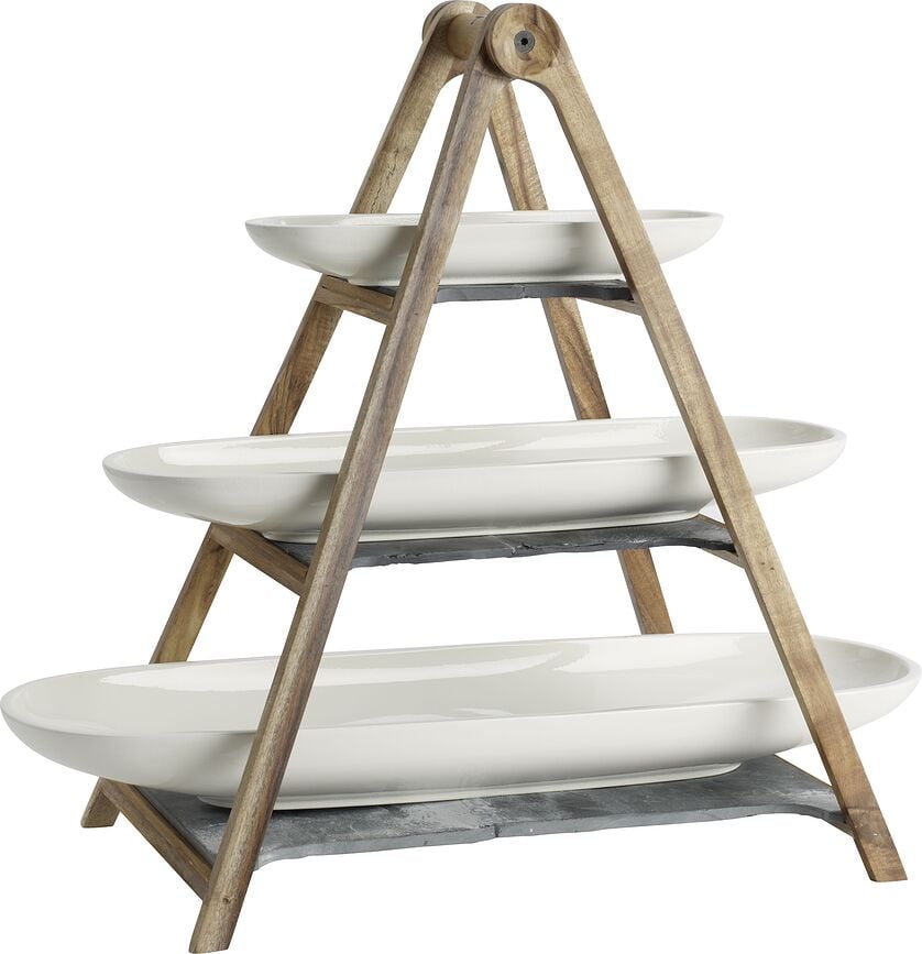 Conjunto de Servicio de tres niveles Artesano Original, con platos para aperitivos, Set de 4 piezas