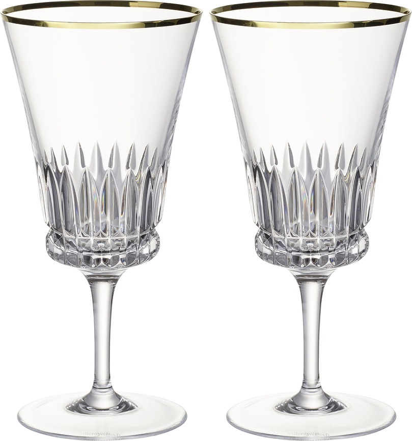 Copas de agua Grand Royal, con borde dorado, Pack de 2