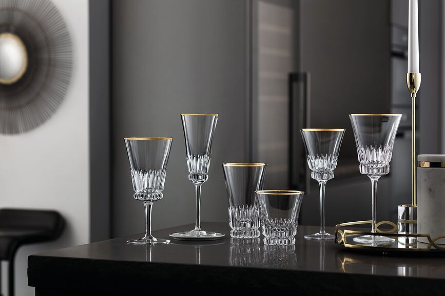 Copas de agua Grand Royal, con borde dorado, Pack de 2