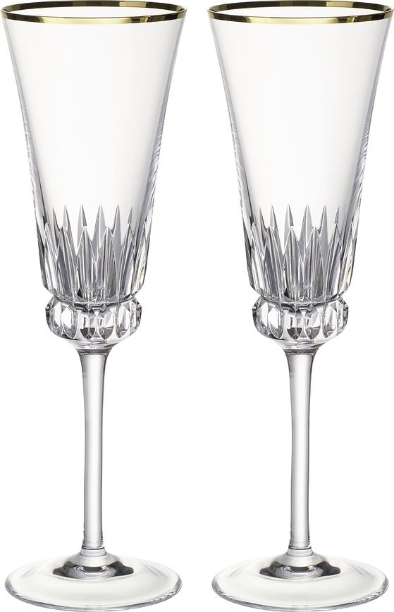 Copas de Champán Grand Royal Gold, con detalles dorados, 2 unidades