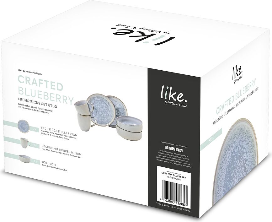 Crafted Blueberry Set de Petit-Déjeuner, Service 6 pièces