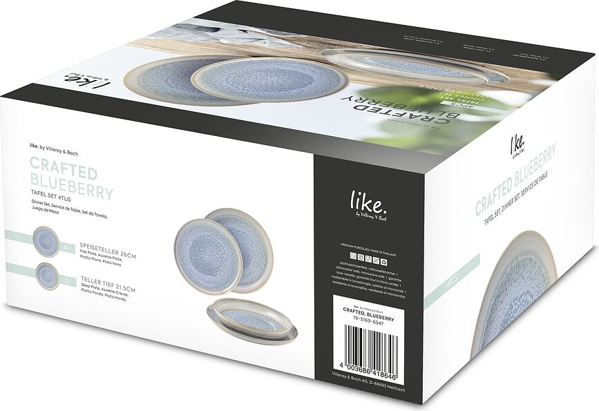 Crafted Blueberry Σετ Πιάτων, βαθιά και πρωινού, 4 τμχ