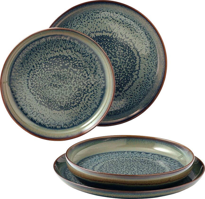 Crafted Breeze Assiettes Plates et Assiettes Creuses, Set 4 pièces