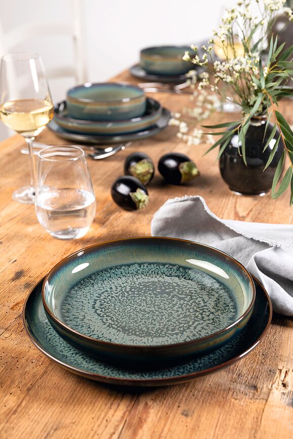 Crafted Breeze Assiettes Plates et Assiettes Creuses, Set 4 pièces