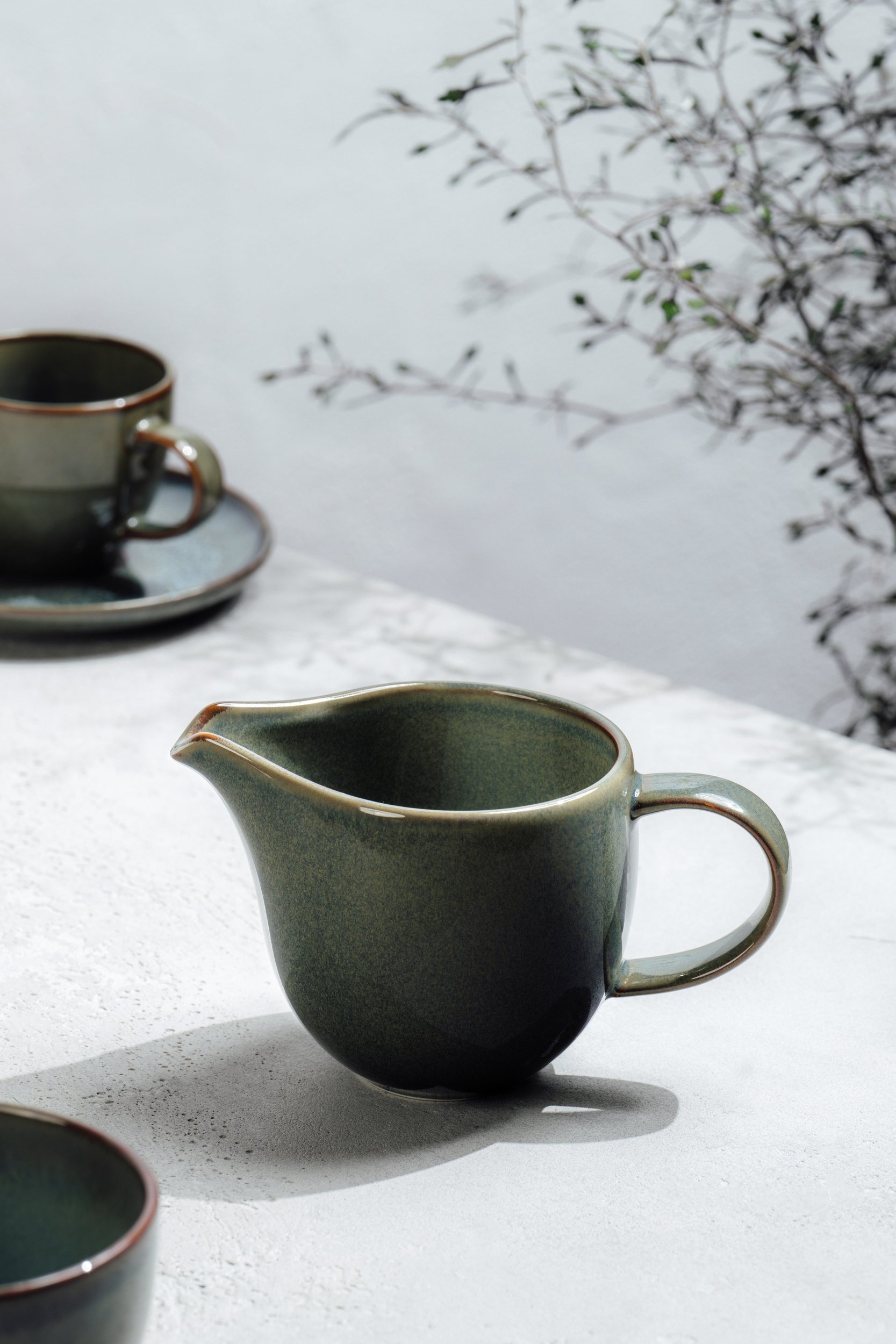 Green and Beige Pottery Mug - Handmade Coffee Cup - Espresso Cup