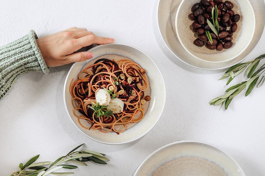 Cuenco para pasta Perlemor Sand, 22 cm