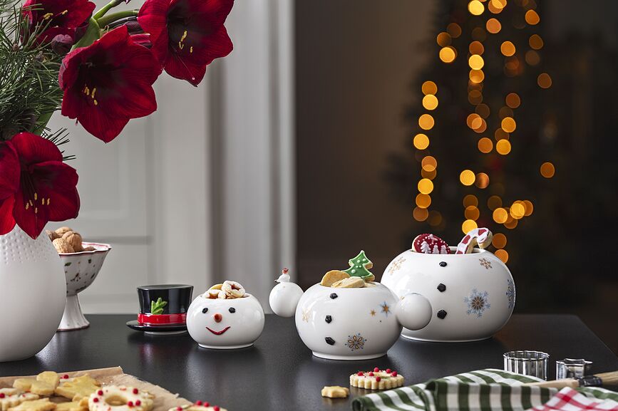 Cuencos para Aperitivos de Navidad Christmas Toy's Memory, diseño muñeco de nieve, 31 cm, Set de 4 piezas