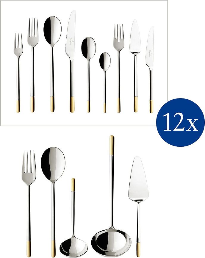 Ella Komplet jedilnega pribora delno pozlačen, 113 kosov