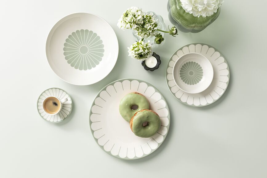 Fleur Vert Assiette à Déjeuner, 21,2 cm