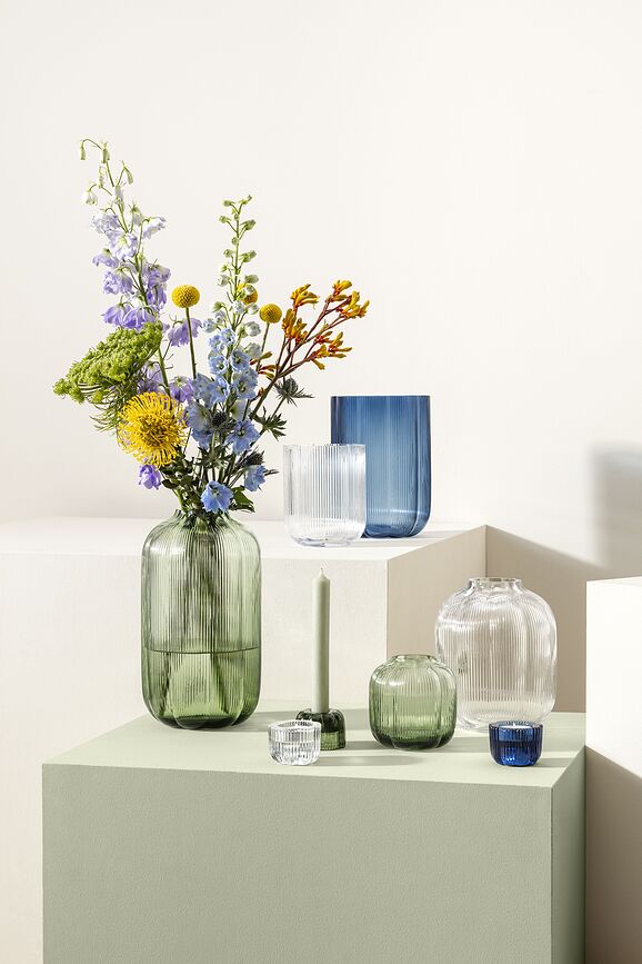 Fleur Bougeoir réversible, bleu