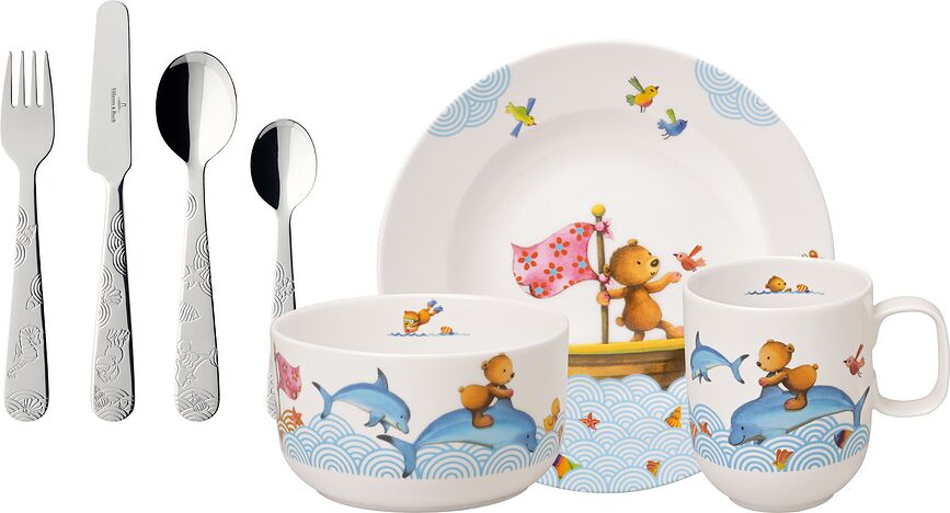 Happy as a Bear Set de Repas Enfant, 7 pièces