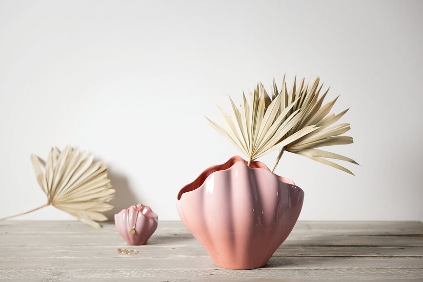 Jarrón Perlemor Coral Home Shell 23 cm, decorativo